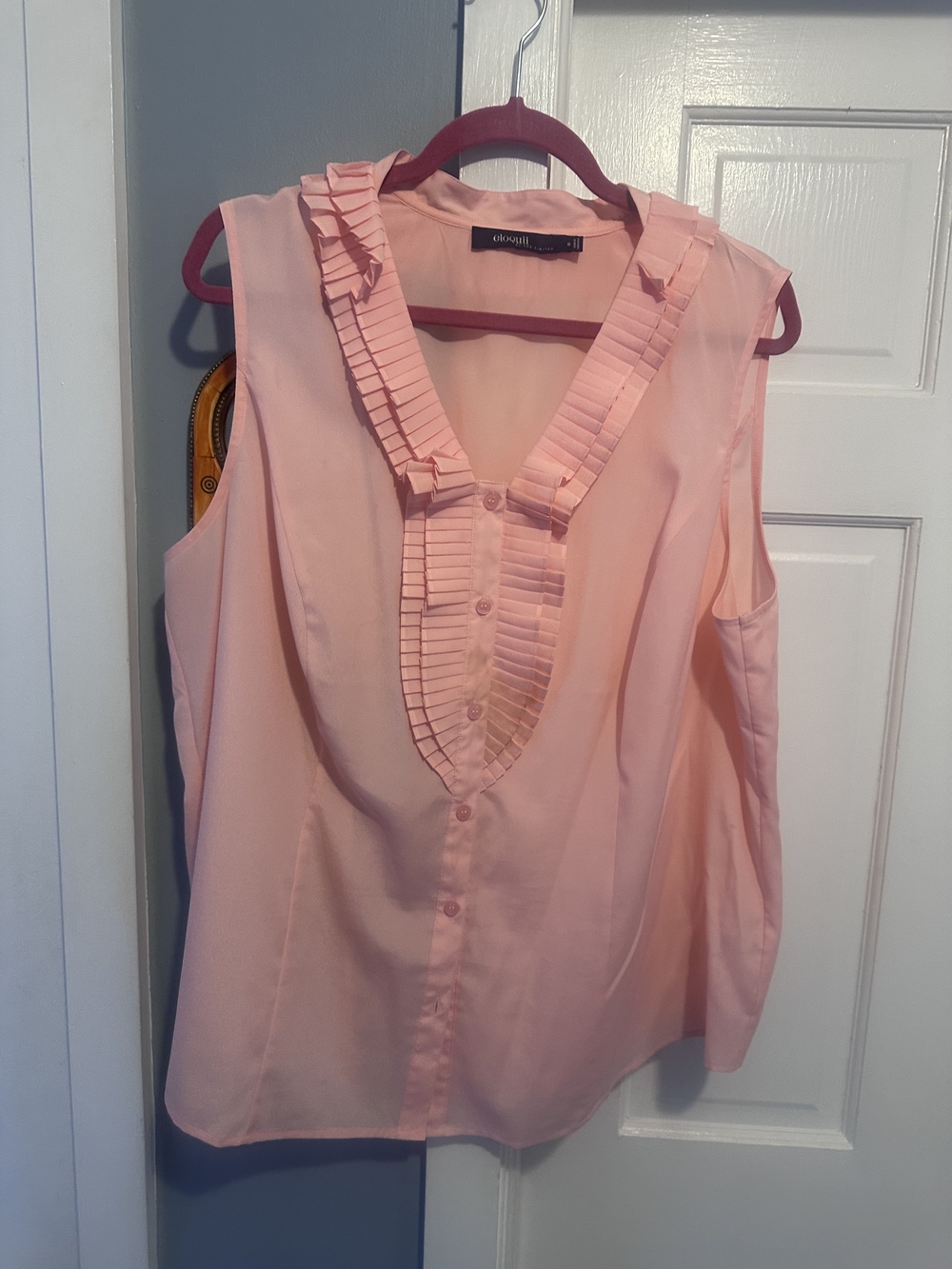 Eloquii Blush Pink Pleated V-Neck Sleeveless Blouse - 16W